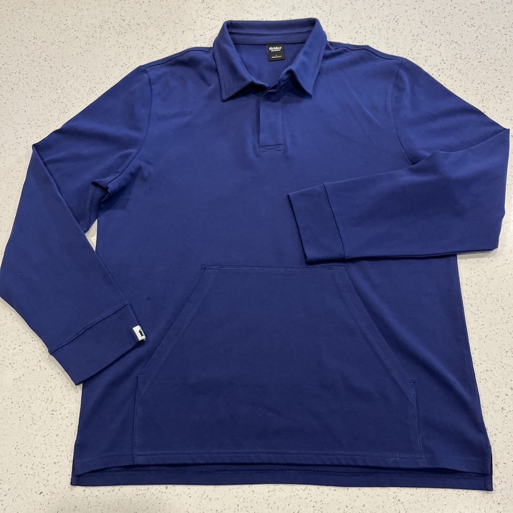 Fielder Bonobos Long Sleeve Rugby Polo Shirt Kangaroo Pocket Mens Large